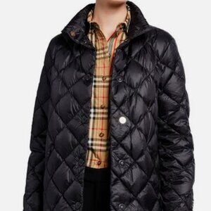 Burberry Women Oswestry Logo Quilted Down Jacket Puffer Coat, Sz XS, Black NWT!!